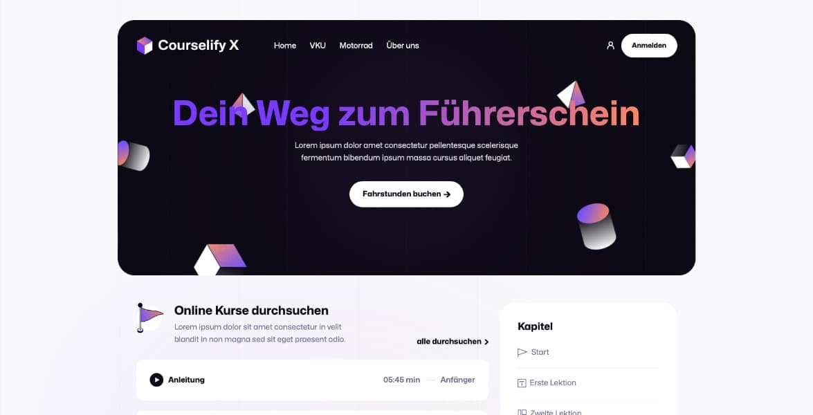 Landingpage für Fahrlehrer und Fahrschulen