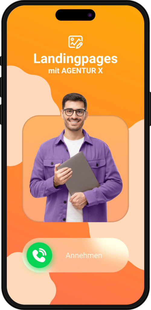 iPhone Telefonanruf für ein Erstgespräch für Landingpages mit einem lachenden Mann