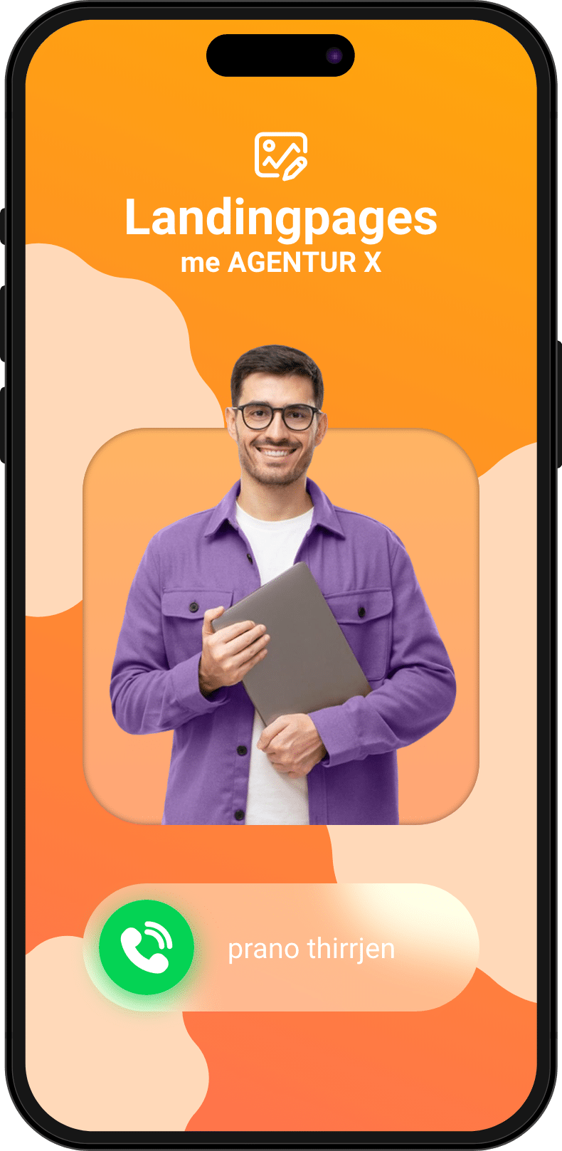 iPhone Telefonanruf für ein Erstgespräch für Landingpages mit einem lachenden Mann